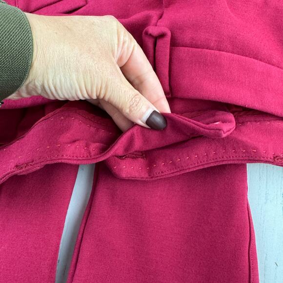 Anthropologie Dark Pink Raspberry The Essential Slim Flare Trousers Pant Size 14 - Picture 9 of 15